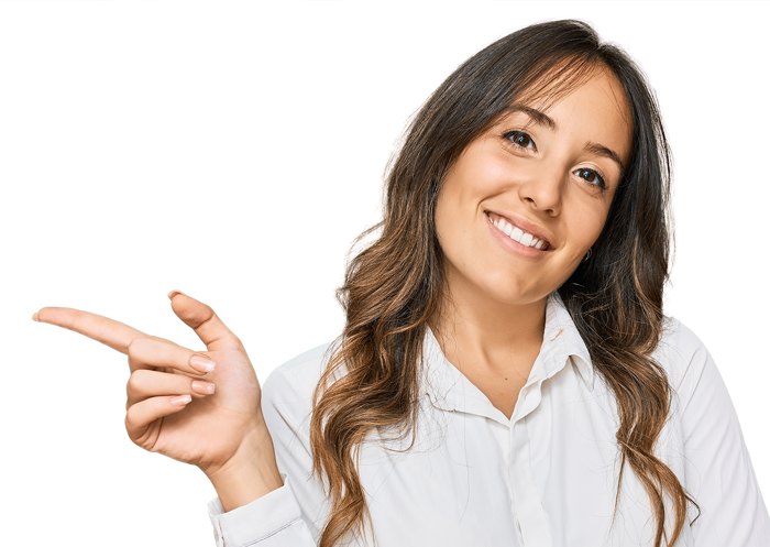 Anmeldung©young brunette woman wearing casual clothes with big smile face pointing with hand finger side looking camera 700px Kopie 2